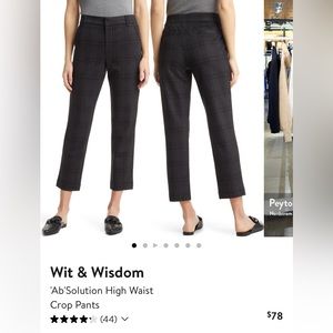 Wit & Wisdom cropped flared, black, and gray plaid pants. Sz 10
